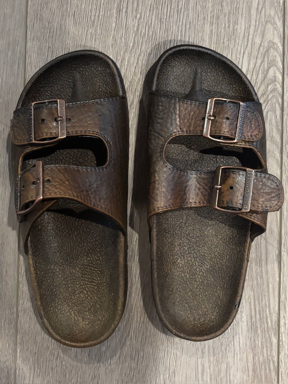 Pali Hawaii Sandals MEN'S 2 BUCKLES SIZE 6 brown Women’s Size 7.5